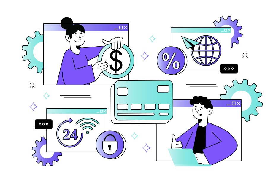 Online payment and card security illustration representing fintech event schema